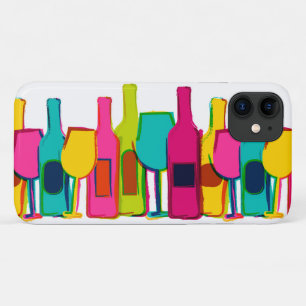 Capa Para iPhone 11 Padrão de garrafas de vinho colorido