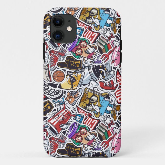 Capa Para iPhone 11 Padrão de Grafite Urbano de Arte Dinâmica Universi (Verso)