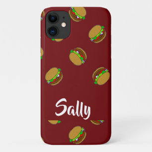 Capa Para iPhone 11 Padrão de hambúrguer no marrom
