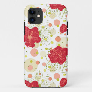 Capa Para iPhone 11 Padrão de Hibiscus Desenhado à Mão