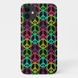 Capa Para iPhone 11 Padrão de Hippie Peace Sign