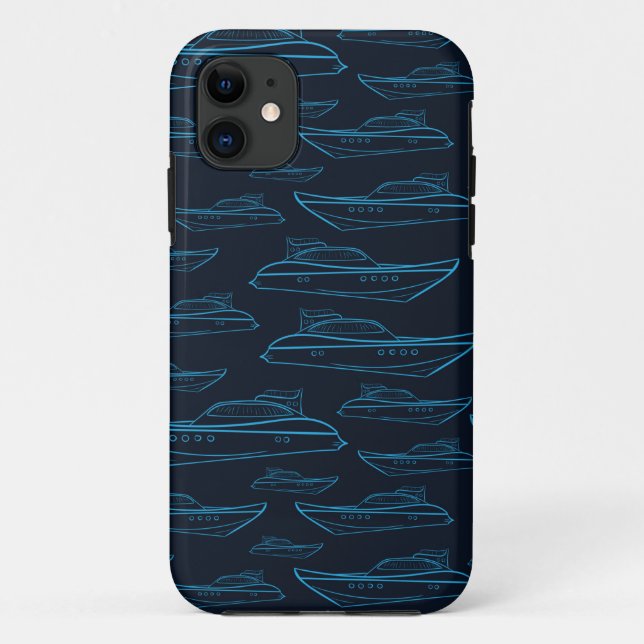 Capa Para iPhone 11 Padrão de iate azul (Verso)