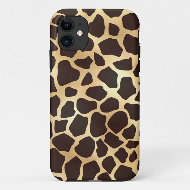 Capa Para iPhone 11 Padrão de Impressão Animal Marrom Giraffe Dourado  (Verso)