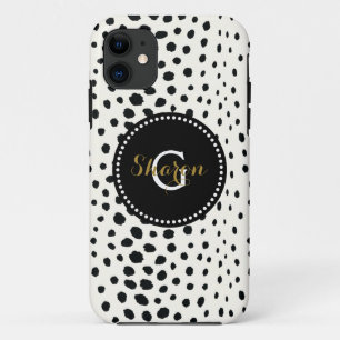Capa Para iPhone 11 Padrão de impressão de chita preta e branca elegan