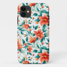 Padrão de Jardim Floral Laranja Vibrante - Chá Ele