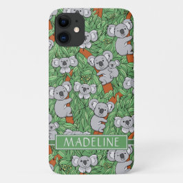 Capa Para iPhone 11 Padrão de Koala Cute Personalizar Verde