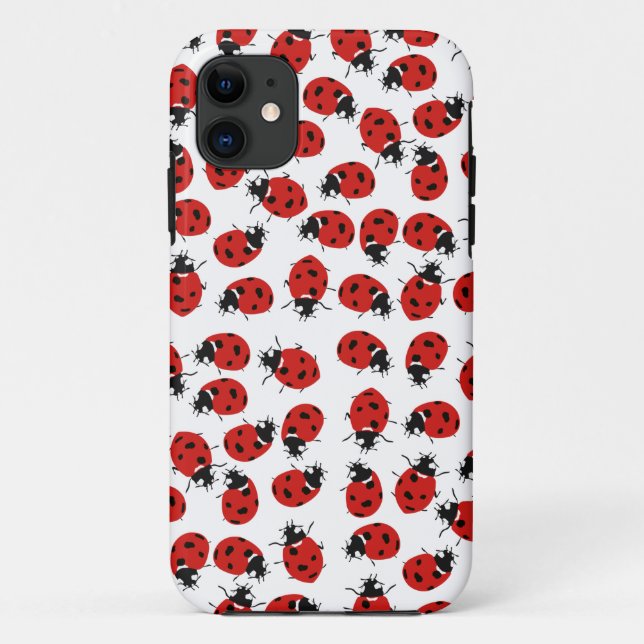 Capa Para iPhone 11 Padrão de Ladybug Vermelho Cute (Verso)