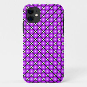 Capa Para iPhone 11 Padrão de Latice Preta de Pontos Rosa Magenta