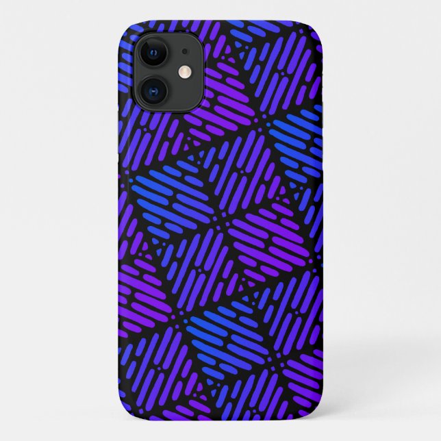Capa Para iPhone 11 Padrão de linha roxa, azul e preta (Verso)