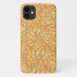 Capa Para iPhone 11 Padrão de linhas rabiscadas amarelas