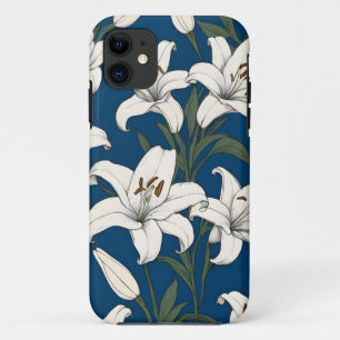 Capa Para iPhone 11 Padrão de lírios de páscoa branca