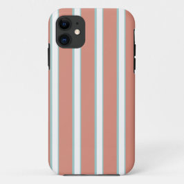 Capa Para iPhone 11 Padrão de listras azuis, rosa e branca