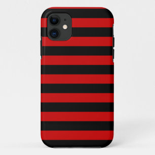 Capa Para iPhone 11 Padrão de Listras Pretas e Vermelhas em Negrito