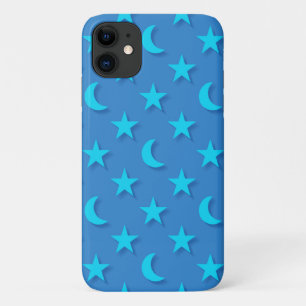 Capa Para iPhone 11 Padrão de luas azuis e estrelas