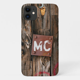 Capa Para iPhone 11 Padrão De Madeira Rústica Industrial Monogramada