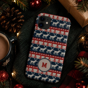 Capa Para iPhone 11 Padrão de malha de nome personalizado vermelho e a