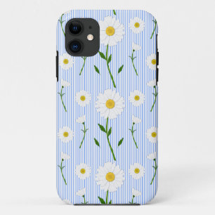 Capa Para iPhone 11 Padrão de margarida de verão doce - faixa azul cla