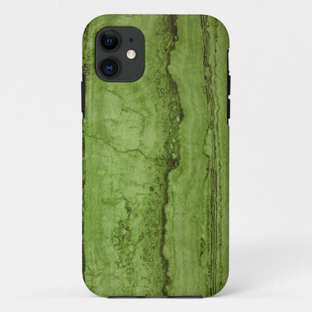 Capa Para iPhone 11 Padrão de mármore de pedra verde abstrato Granite (Verso)