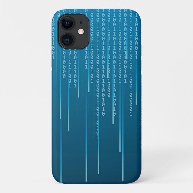 Capa Para iPhone 11 Padrão de matriz em azul (Verso)