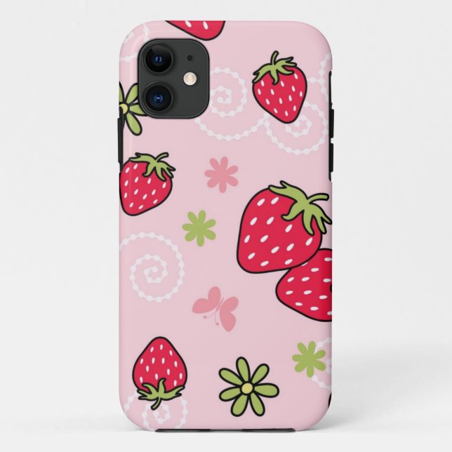 Capa Para iPhone 11 Padrão de morango (Verso)