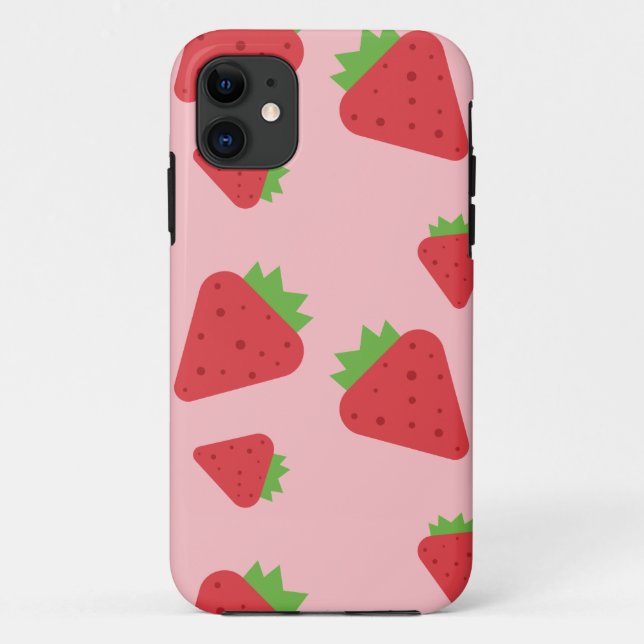 Capa Para iPhone 11 Padrão de Morango Cuto (Verso)