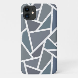 Capa Para iPhone 11 Padrão de mosaico de cinza azul