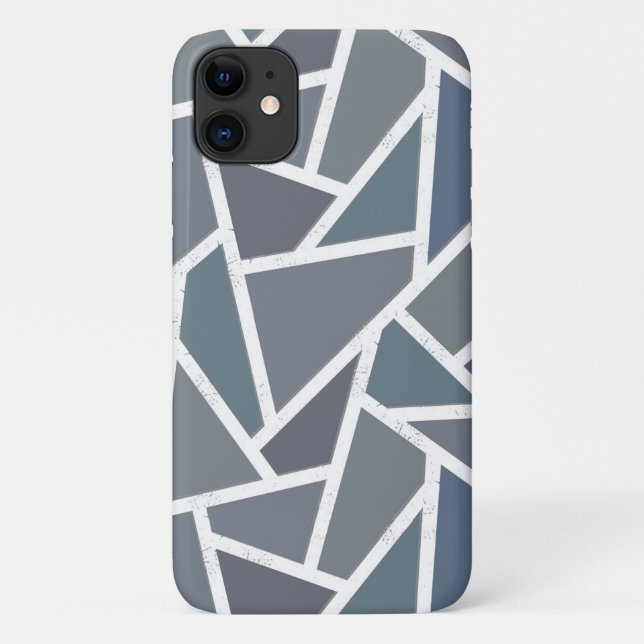 Capa Para iPhone 11 Padrão de mosaico de cinza azul (Verso)