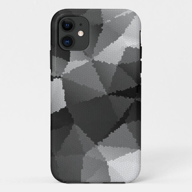 Capa Para iPhone 11 Padrão de mosaico preto e branco (Verso)