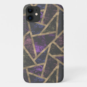 Capa Para iPhone 11 Padrão de mosaico roxo e ouro