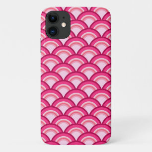 Capa Para iPhone 11 Padrão de onda Art Deco - fúcsia e coral