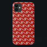 Capa Para iPhone 11 Padrão de onda chinês - branco no vermelho profund<br><div class="desc">Moderno assume um padrão tradicional de onda chinesa com um aspecto 3d elevado - branco em fundo vermelho profundo</div>