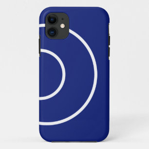 Capa Para iPhone 11 Padrão de Ondas de Sinal Branco Azul do Marinho Re
