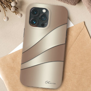 Capa Para iPhone 11 Padrão de Ondas do Shimmer de Champagne Elegante c