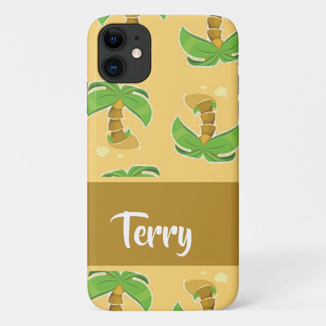 Capa Para iPhone 11 Padrão de palmeiras tropicais (Verso)