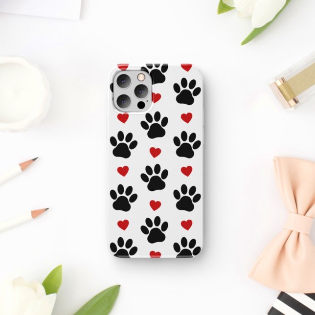 Capa Para iPhone 11 Padrão De Patas, Patas Cachorros, Patas Negras, Co (Criador carregado)