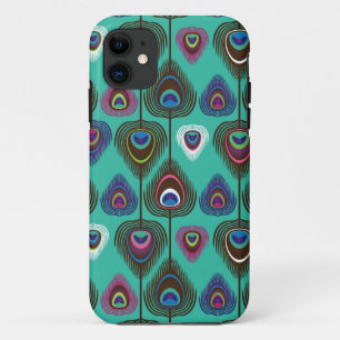 Capa Para iPhone 11 padrão de penas de pavão