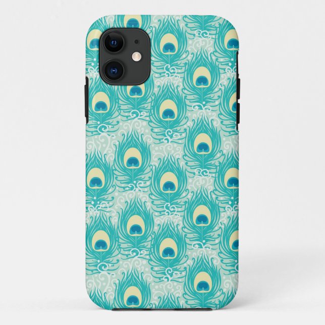 Capa Para iPhone 11 Padrão de penas de pavão (Verso)