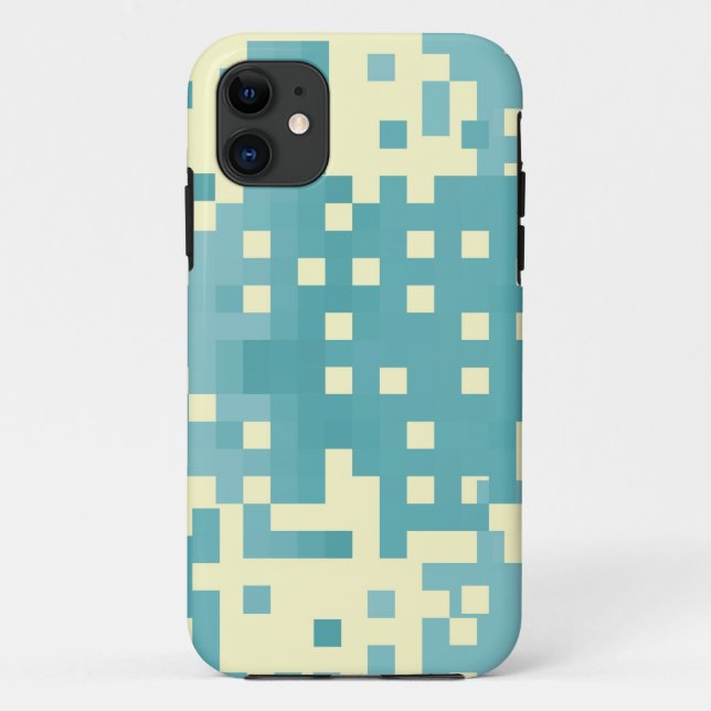 Capa Para iPhone 11 Padrão de Pixel Azul e Ciano (Verso)