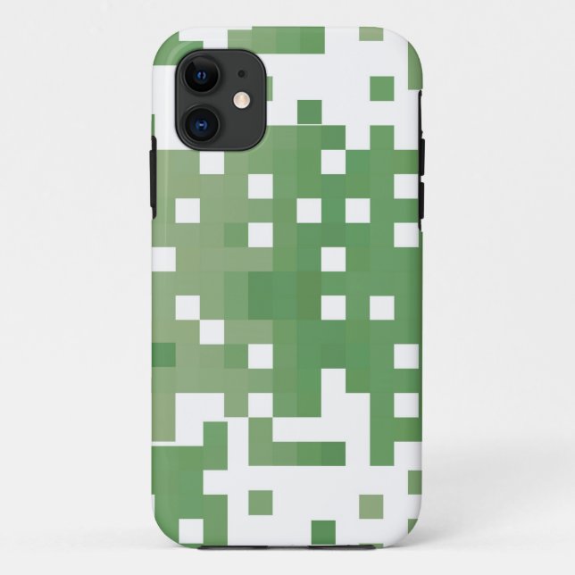 Capa Para iPhone 11 Padrão de Pixel de Suare Verde (Verso)