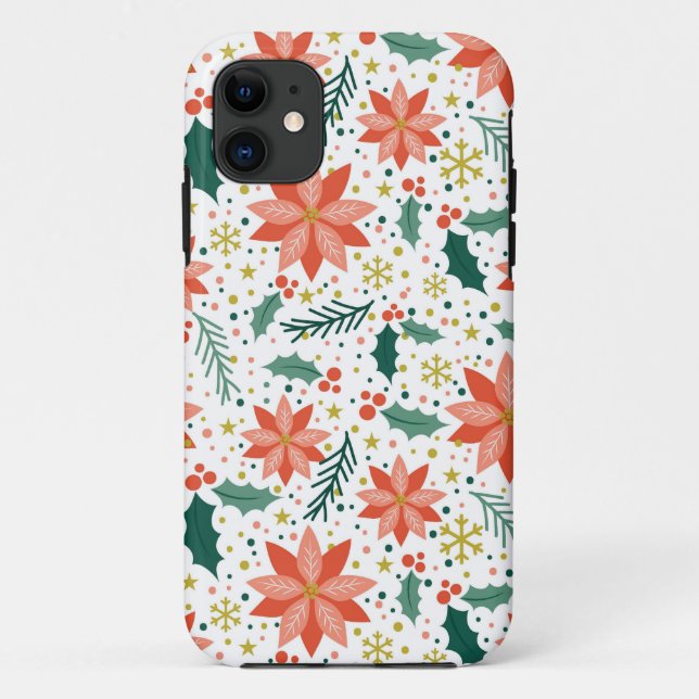 Capa Para iPhone 11 Padrão de Poinsettia Incrível (Verso)