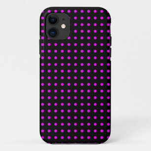 Capa Para iPhone 11 Padrão de Pontos Preto e Rosa Vibrante