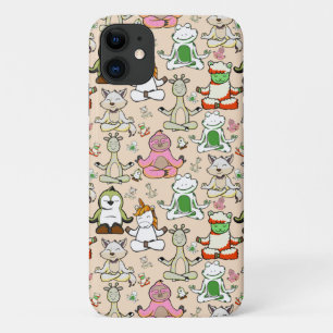 Capa Para iPhone 11 Padrão de poses de ioga   Padrão sem costura de 