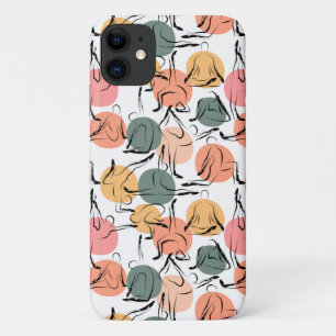 Capa Para iPhone 11 Padrão de poses de ioga Padrão sem costura de io