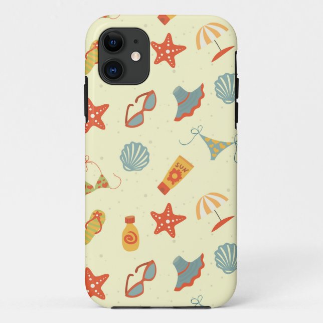 Capa Para iPhone 11 Padrão de Praia de Verão (Verso)