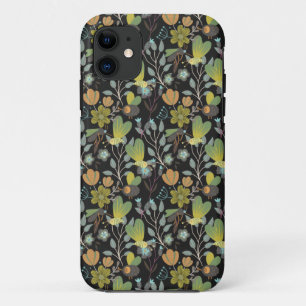 Capa Para iPhone 11 Padrão de Primavera escuro