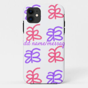 Capa Para iPhone 11 Padrão de rabisca rosa púrpura adicionam nome text