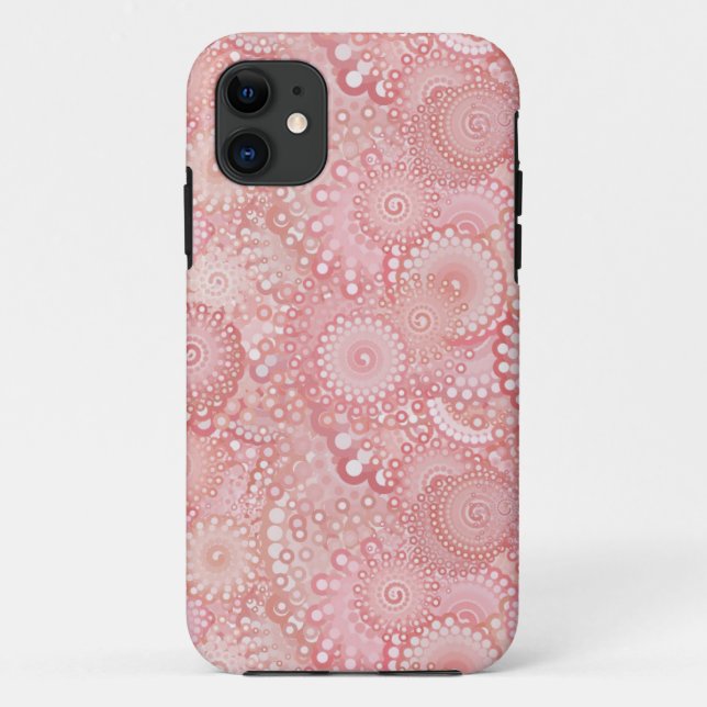 Capa Para iPhone 11 Padrão de redemoinho rosa e pêssego (Verso)