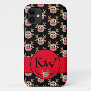 Capa Para iPhone 11 Padrão de Reinador de Cuta Negro Monograma de Nata