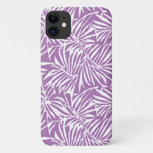 Capa Para iPhone 11 Padrão de repetição de folhas tropicais púrpura pá