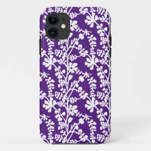 Capa Para iPhone 11 Padrão De Repetição Floral Púrpura E Branca